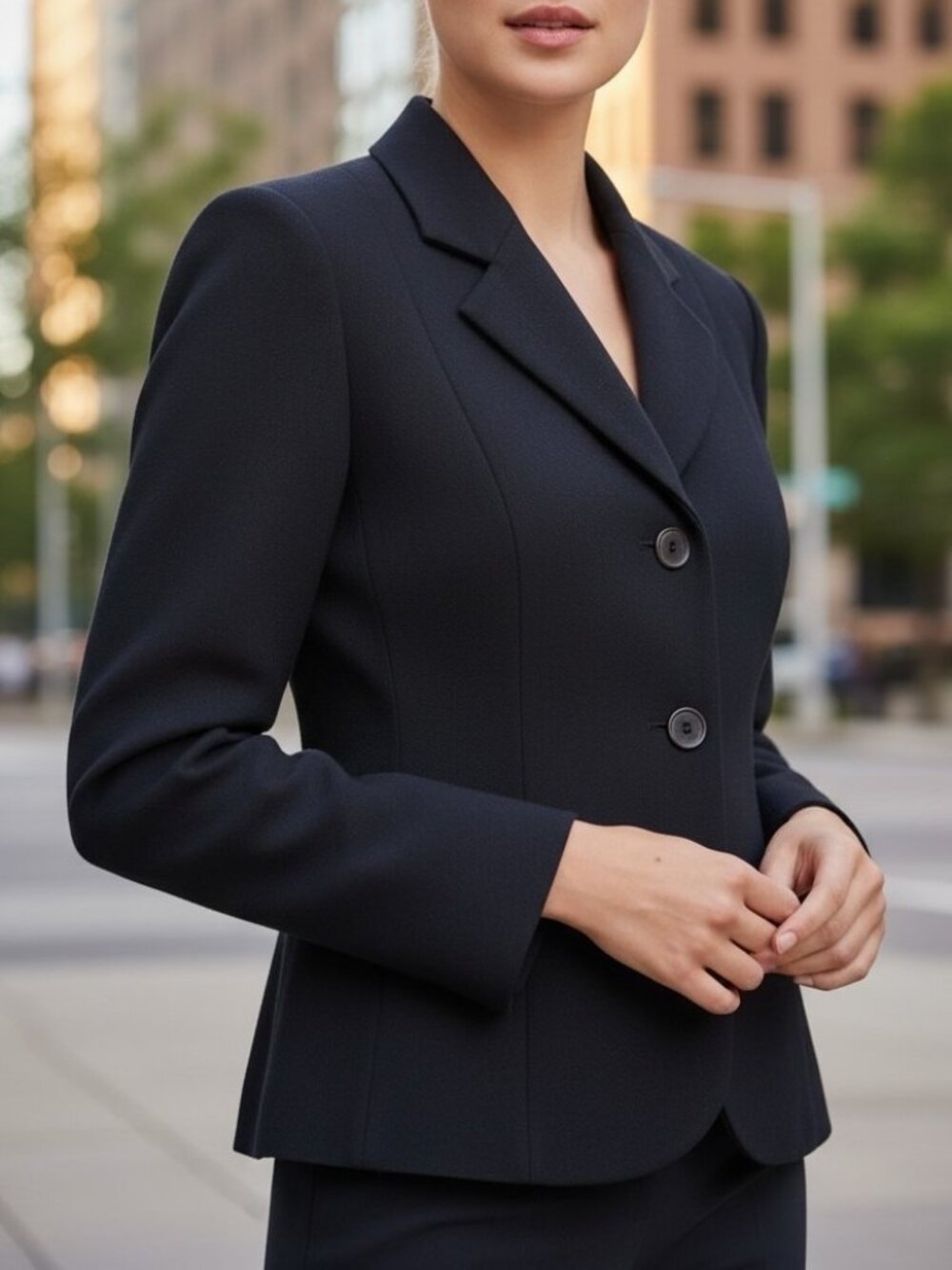Ralph Lauren Collection Black Wool Blend Fitted Blazer Jacket S Purple Label
